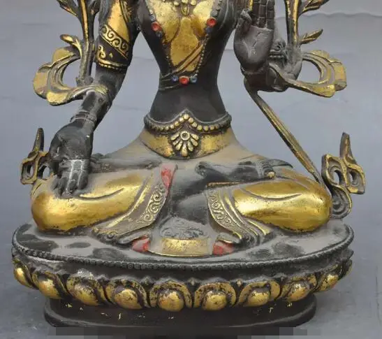 

Free shipping Free shipping S02177 old tibet buddhism bronze gilt pray tara Kwan-Yin Guan Yin goddess buddha statue