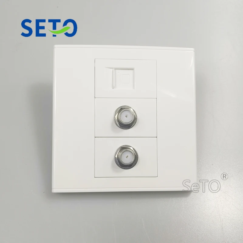 SeTo 86 Тип двухпортовый F разъем для цифрового ТВ + один порт RJ45 Cat5e сетевая