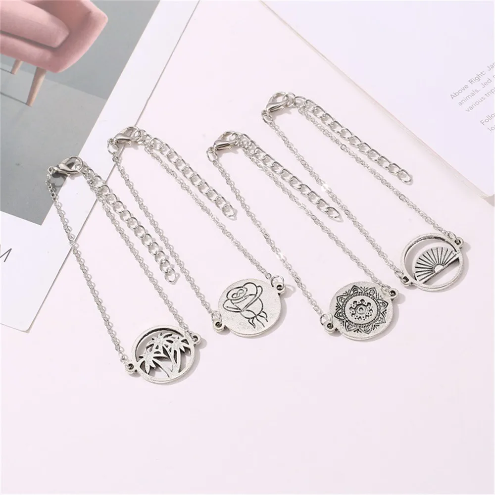 Женский серебряный браслет MLING модный винтажный с принтом в виде лапы дерева