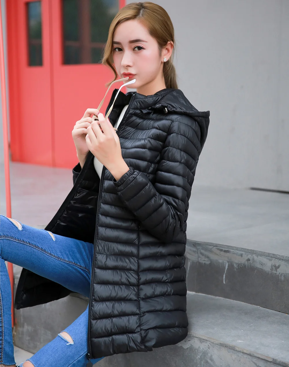 СТЕГАНАЯ ЗИМНЯЯ КУРТКА Для женщин хлопок длинная куртка 2017 Мех Тонкий ватник