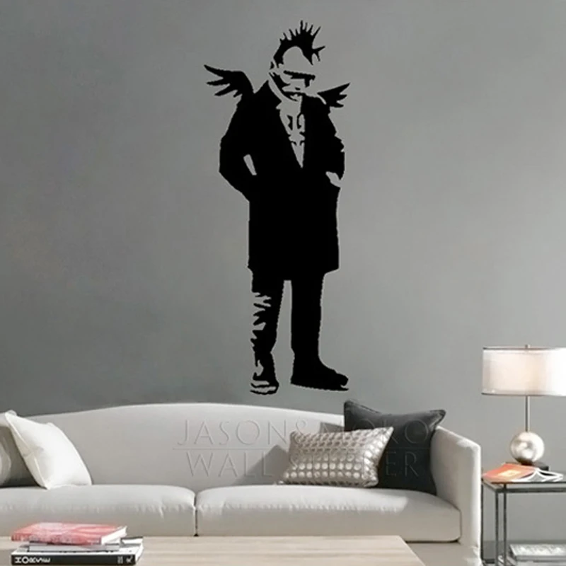 Крутая виниловая настенная наклейка Banksy в стиле панк с ангельскими крыльями