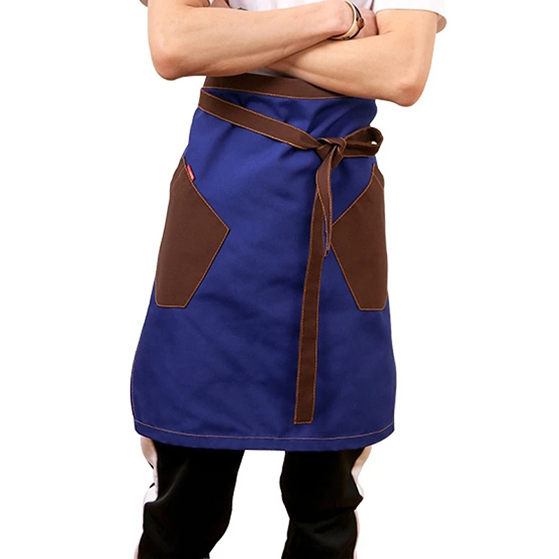 Kitchen Cooking Aprons Food Service Waiter Half Aprons with Pockets Workwear Chef Kitchen Apron Coffee Shop Uniforms