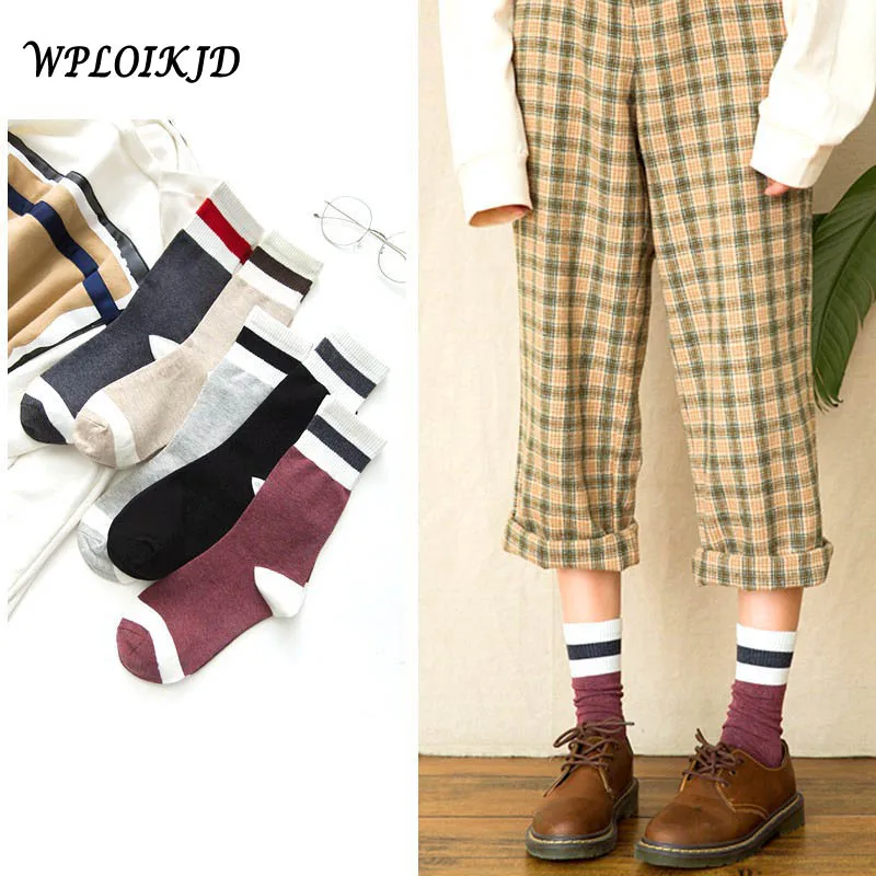 

[WPLOIKJD] осенне-зимний новый продукт полосатые женские носки в японском стиле колледжа повседневные забавные носки