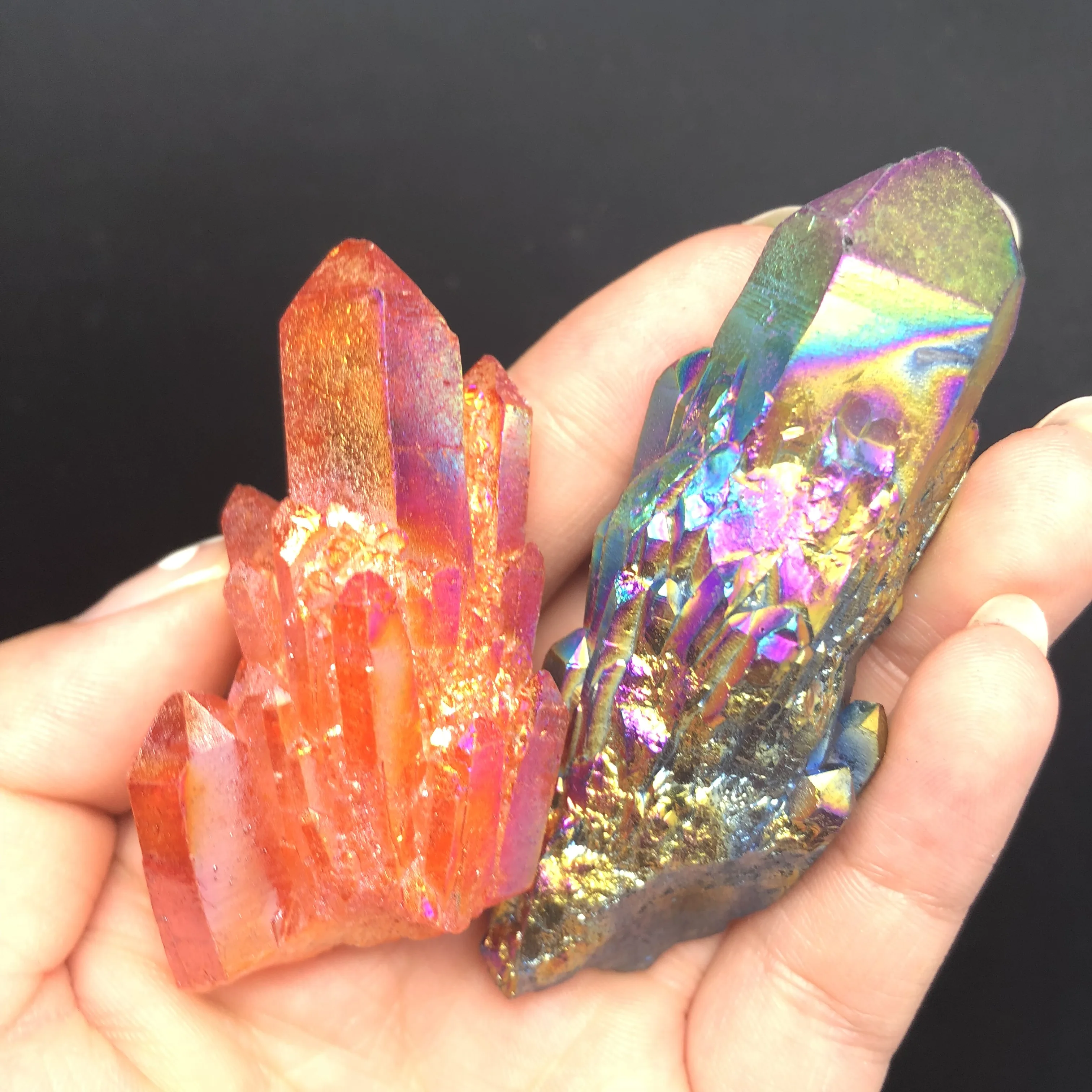 Два красивых кристальных кластера Aura Angel Titanium образец кристалла кварца минералы