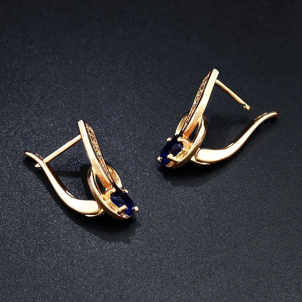 Роскошные серьги гвоздики OCESRIO 585 пробы с золотистым и кубическим цирконием