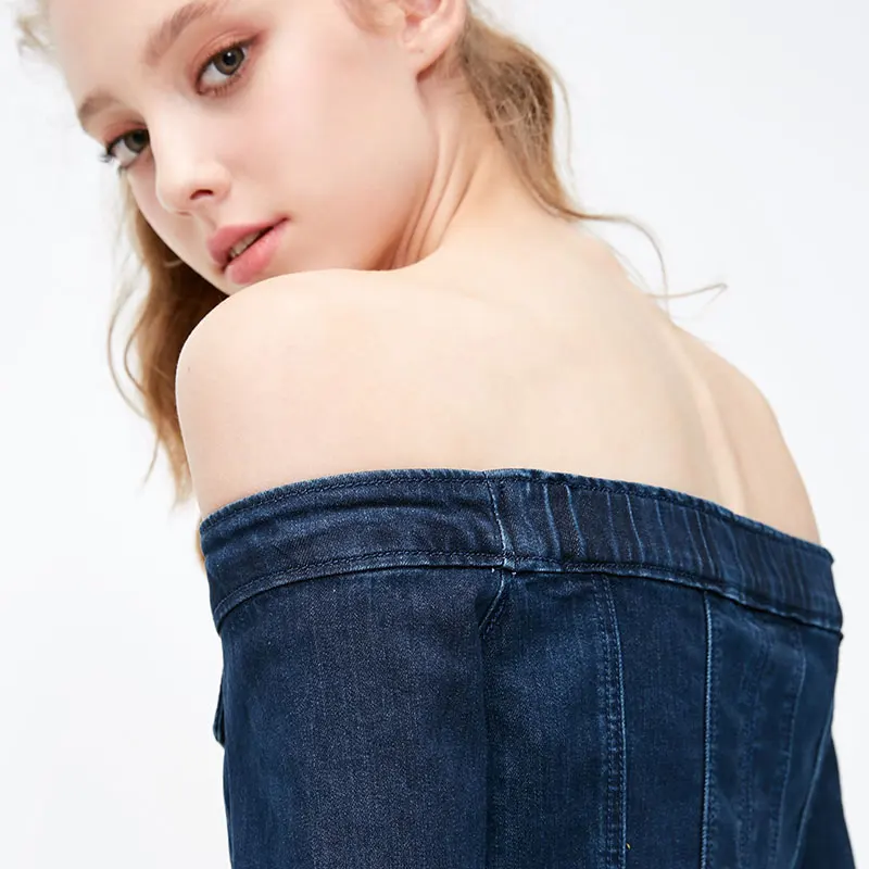 Vero Moda Новое Женское джинсовое платье с открытыми плечами и рукавами-3/4, приталенные вечерние платья | 318342502