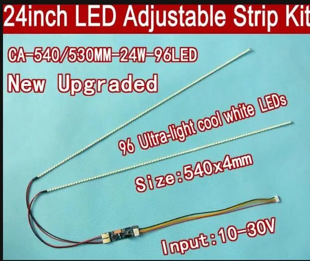 Free shipping 20pcs 24'' 540mm Adjustable brightness led backlight strip kit,Update 24inch-wide LCD CCFL panel