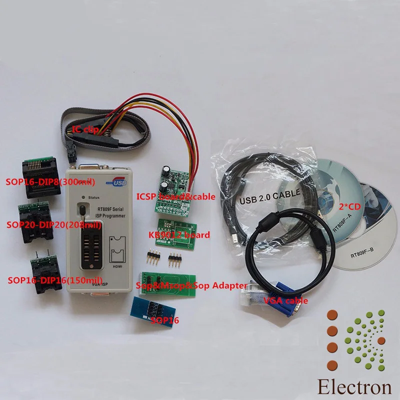 RT809F USB Инструменты для ремонта ПК программист + 7 адаптеров SOP16 SOP20 IC зажим
