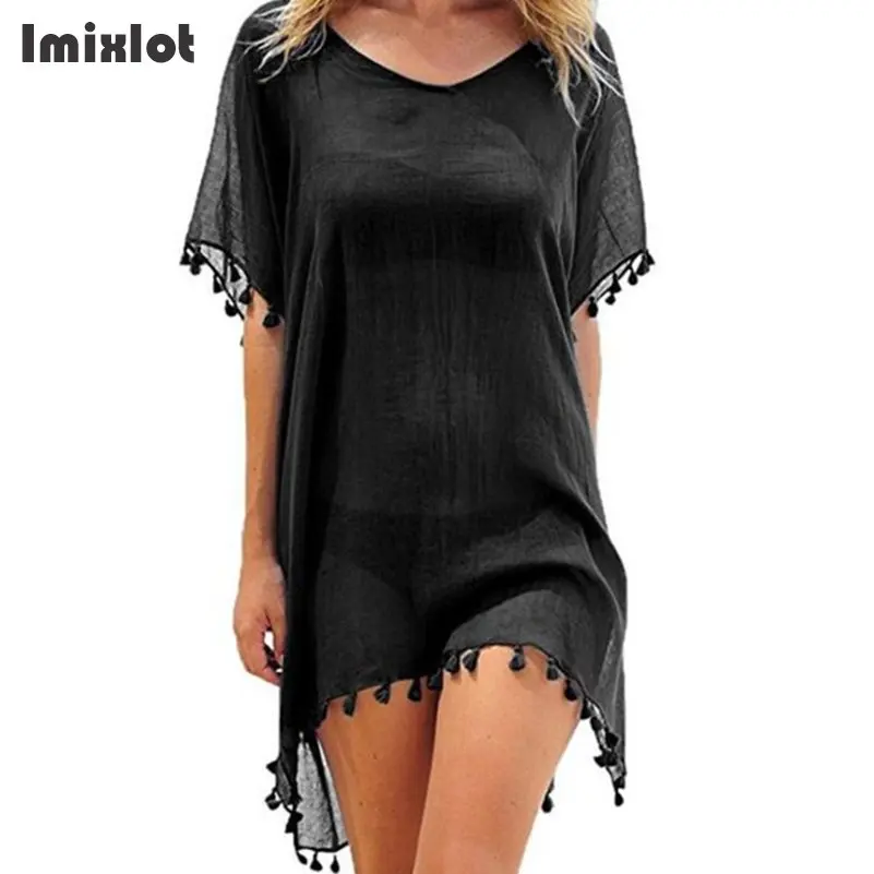 Шифоновая пляжная одежда с кисточками женский купальник купальный костюм