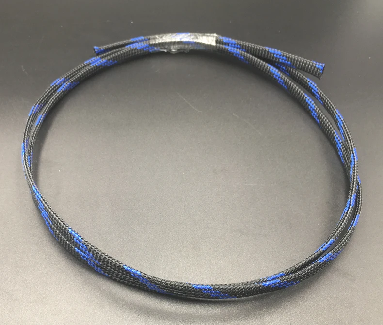 black blue 20 мм белый зеленый красный оранжевый высокой плотности сетчатый предохранитель RC автомобиль расширяемый нейлон змеиная оплетка ПЭТ Защитная оболочка провода кабель рукав - Цвет: black blue