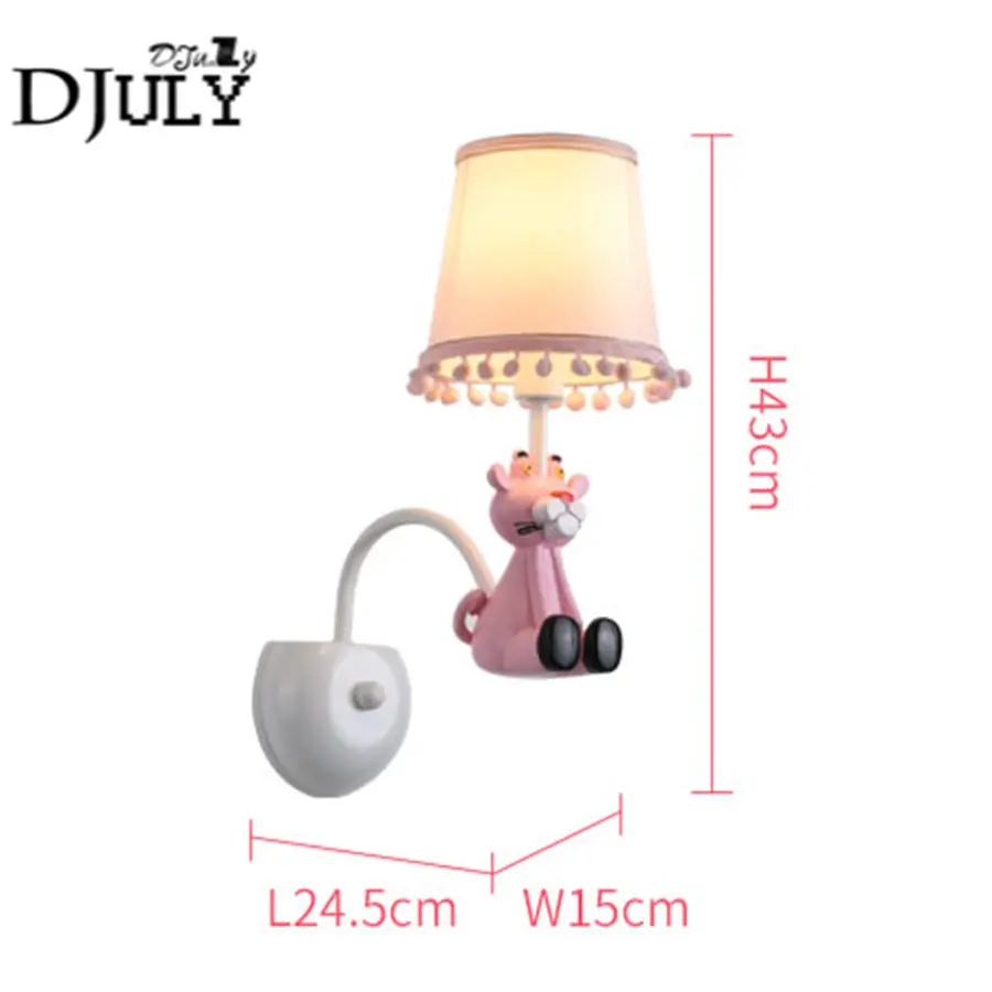 Девушка Спальня деко розовый Леопардовый настенный светильник Романтический