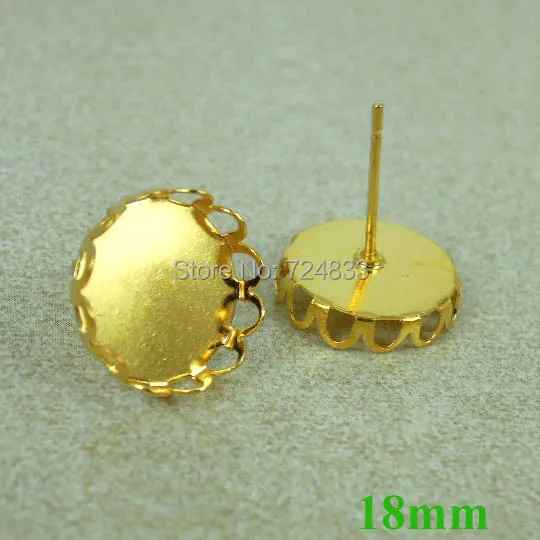 10 шт. стеклянные камеи и кабошон золотого цвета диаметром 18 мм|earring findings|earring postsbase