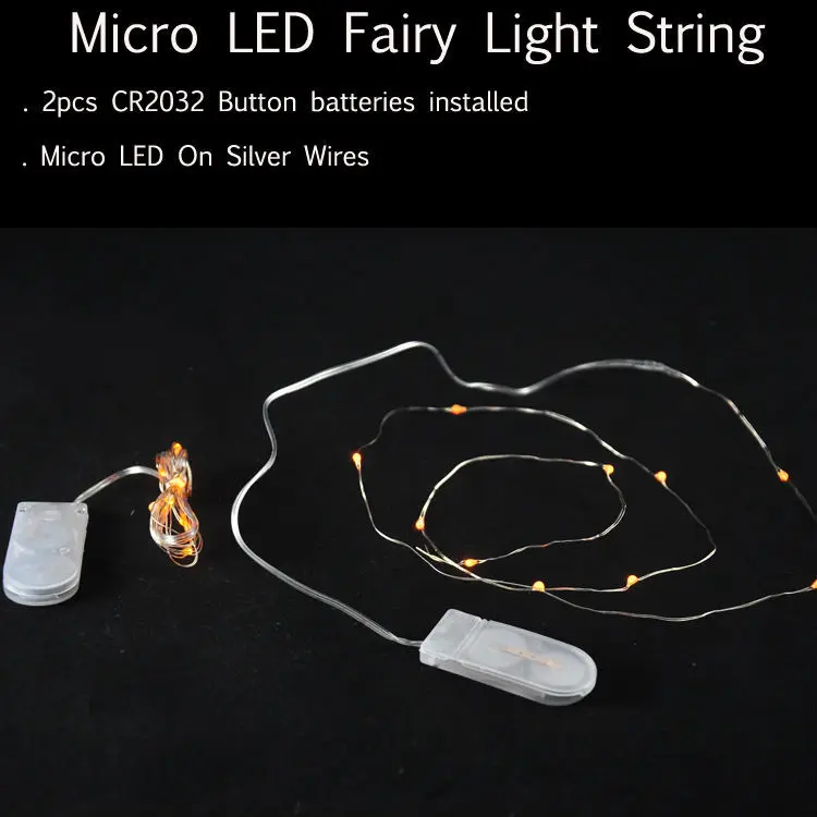 100pcs/lot CR2032 Button Battery Operated 2M 20LED Micro LED String Light Waterproof Led Fairy Strip For Party Wedding | Лампы и