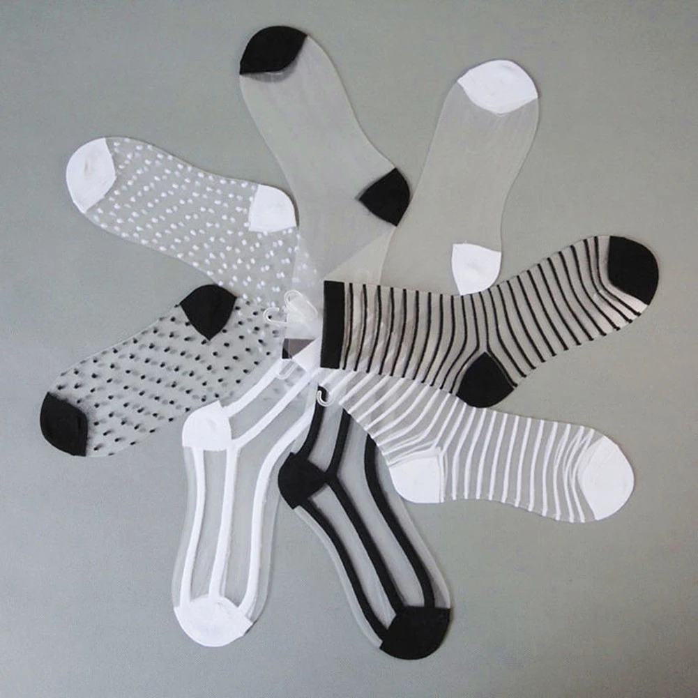 

Fashion Sexy Ultra Thin Transparent Striped Women Girl Socks Summer Gift