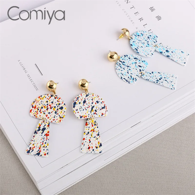 Comiya Ethnic Earrings Acrylic Mix Color Personality Long Jewelry Zinc Alloy Boucles D'Oreilles Pour Les Femmes Earring Women |