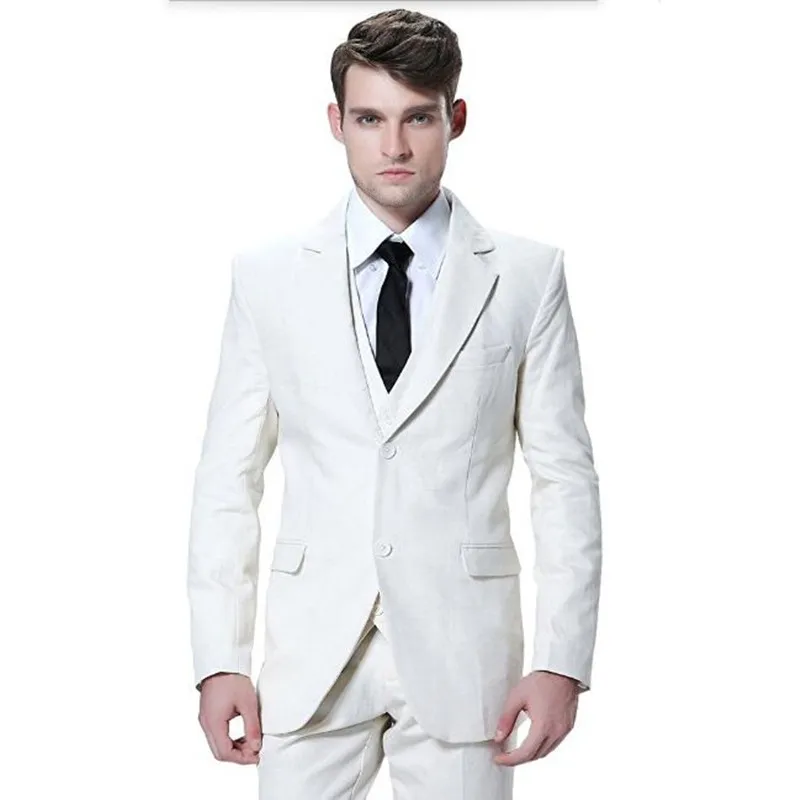 

Tailor made mens suits white men wedding tuxedos suit fashion handsome groom best man prom dress suits (jacket+vest+pants)