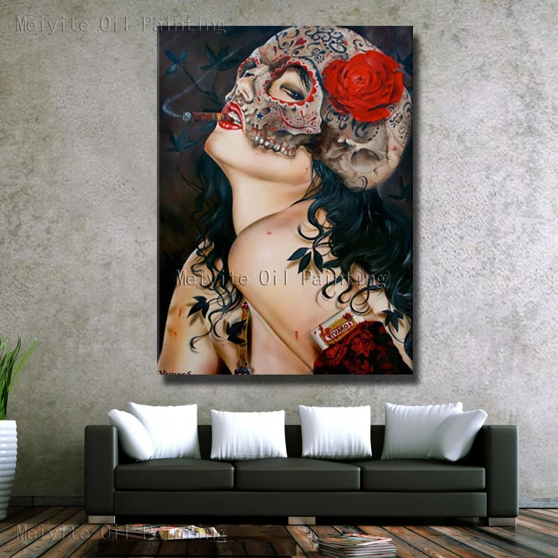 Черно белая картина Готическая курительная девушка красивый портрет