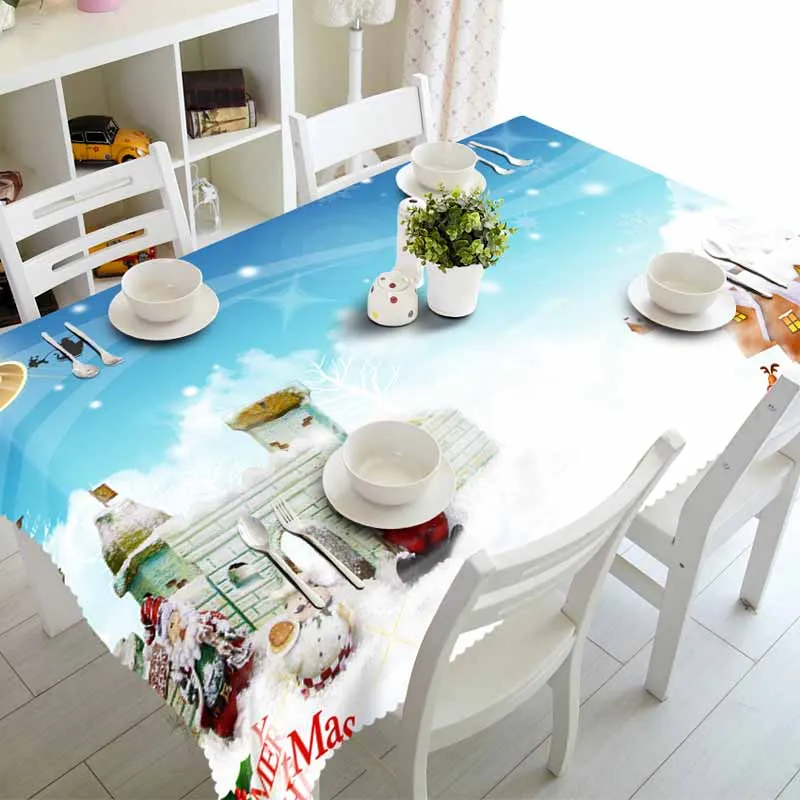 

Meijuner Christmas Tablecloth Pine Tree Christmas Table Cloths Floral Pattern Printed Dust Proof Table Covers for Home Party