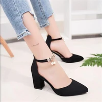 hot dress shoes high heels boat shoes wedding shoes tenis feminino summer women shoes pointed toe pumps side with pearl 7 5cm
