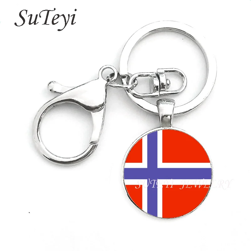 DIY женские украшения для дамской сумочки кольцо ключей с флагом Норвегии