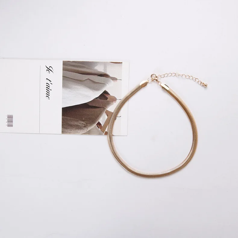 Ожерелье-чокер в стиле панк для женщин простые плоские ожерелья-змеи с блестками