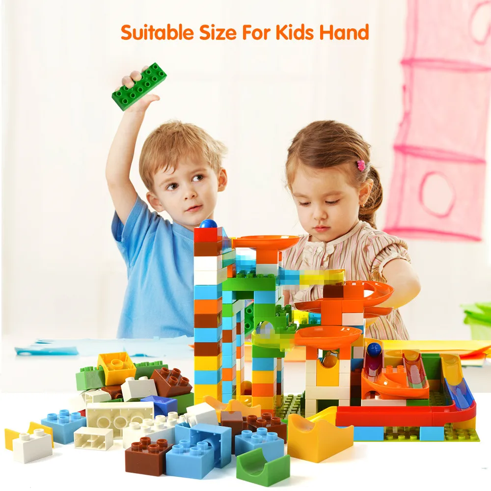 2020 52-208Pcs Marble Race Run Maze Balls Track Building Blocks Funnel Slide Big Size Brick Compatible Legoed Duploed | Игрушки и хобби