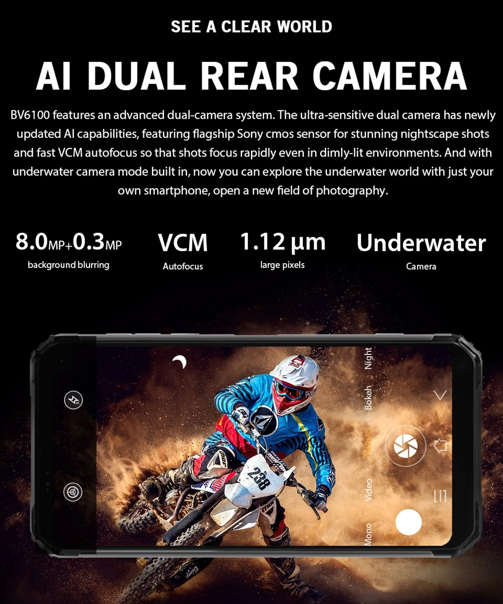 Blackview BV6100 IP68 Водонепроницаемый смартфон 3 ГБ + 16 Гб 6 8 &quotсевере 18:9 MT6761 4 ядра 2 0 ГГц