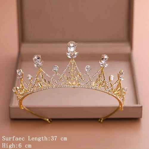 Gold Color Хрустальные Свадебные короны для невесты, корона для волос, тиара, золотые свадебные аксессуары для волос, Хрустальная свадебная тиара для женщин, свадебные украшения для волос - Окраска металла: Gold Color