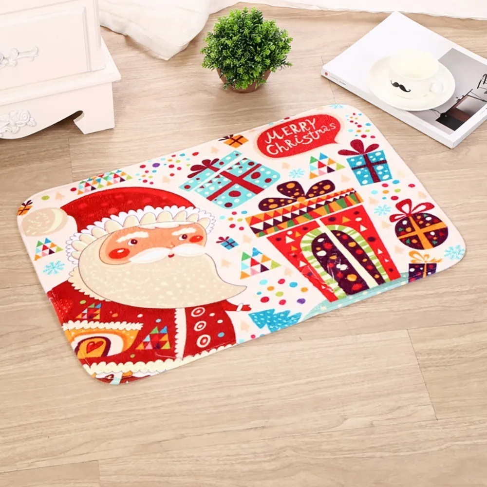 Merry Christmas Door Mat Santa Claus Flannel Outdoor Carpet Decorations For Home Xmas Party mat | Дом и сад