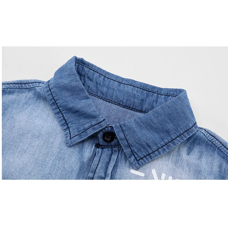 

New Fashion Spring Autumn Children Clothing Boys Shirt Long Sleeve Turn Down Collar Shirt Children Baby Cotton Denim Shirt LZ378