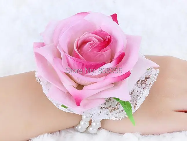 Шт. 10 шт. Искусственный цветок розы модель головы фланелевые невесты на запястье