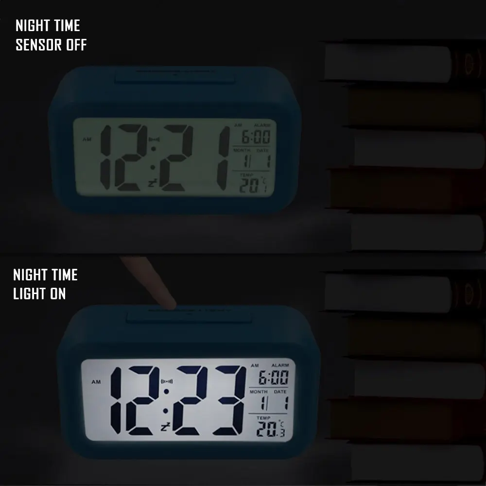 Цифровой Будильник Большой HD Дисплей Повтор Умный Мягкий Свет Прогрессивная