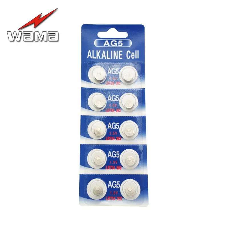 

10x Wama AG5 LR48 393 1.5V Alkaline Button Cell Coin Batteries Wholesales Disposable Calculator Toys Watch Batteries New