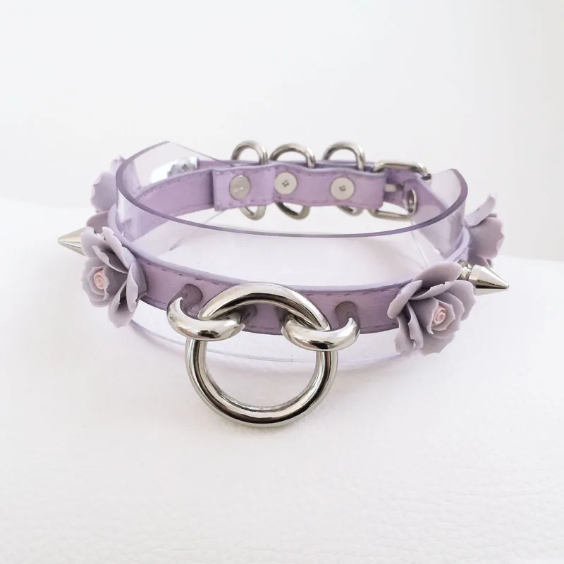 Колье-чокер ручной работы из прозрачной кожи с шипами | Украшения и аксессуары