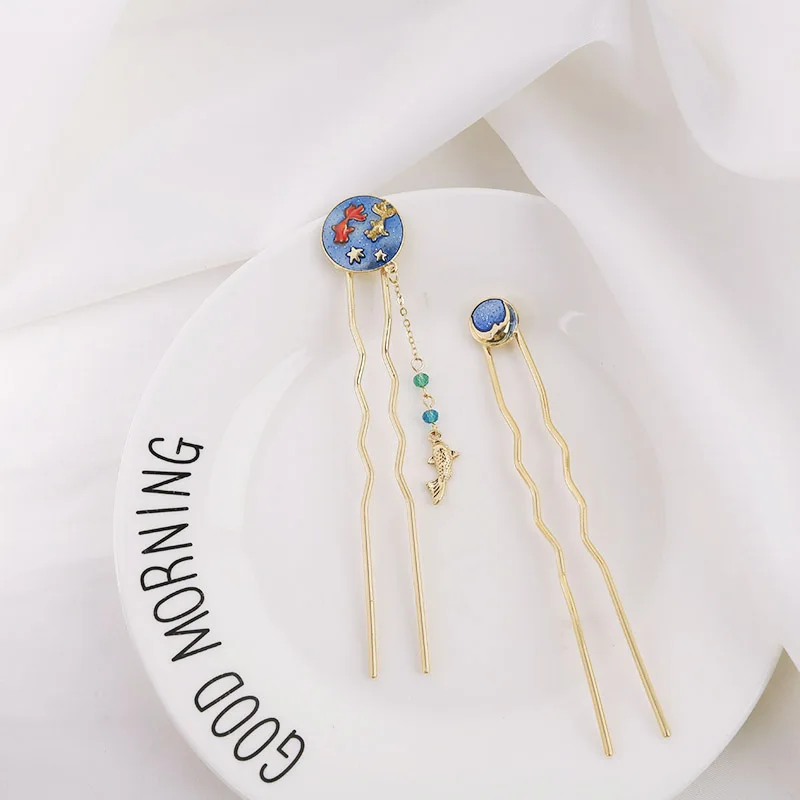 New Hot Fashion Ocean Wind Pendant Japan Personality Japan And Korea Style Exquisite U-type Hairwear Hairpin For Women Jewelry