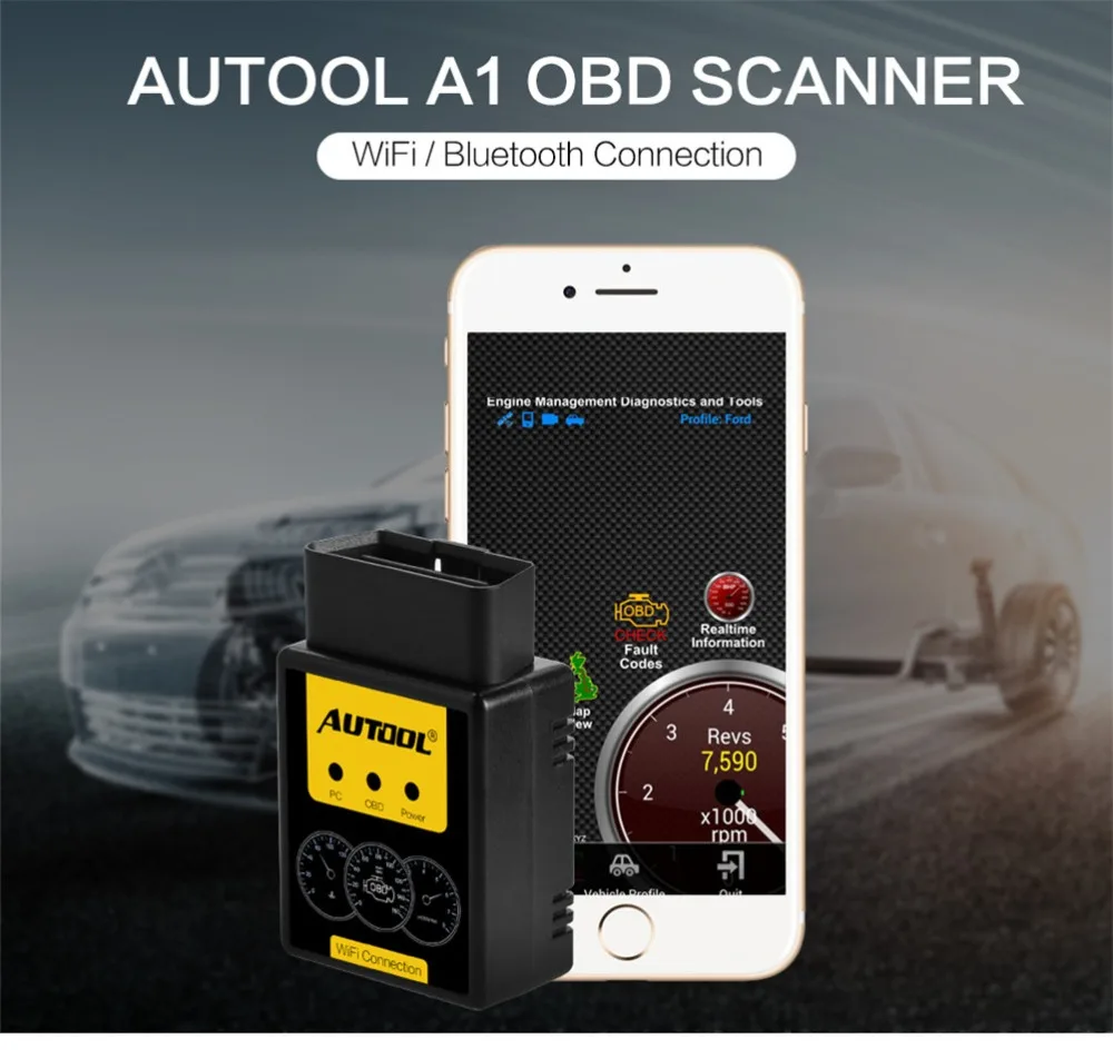 Autool A1 OBD2 сканер V1.5 Bluetooth/WI-FI OBD2 OBD II Авто диагностический сканер работает на Android лучше, чем ELM327