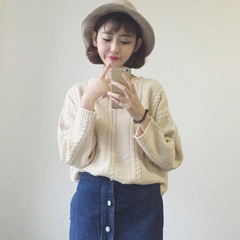 Casual Women Clothing Female Solid Color O-Neck Long Sleeved Knitted Sweater Soft Pullovers Fashion 3 Colors | Женская одежда