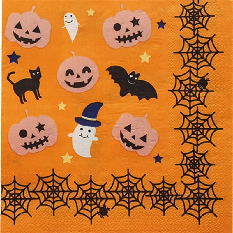 Салфетка из бумаги милая мультяшная Хэллоуин скелет тыква призраки летучие мыши