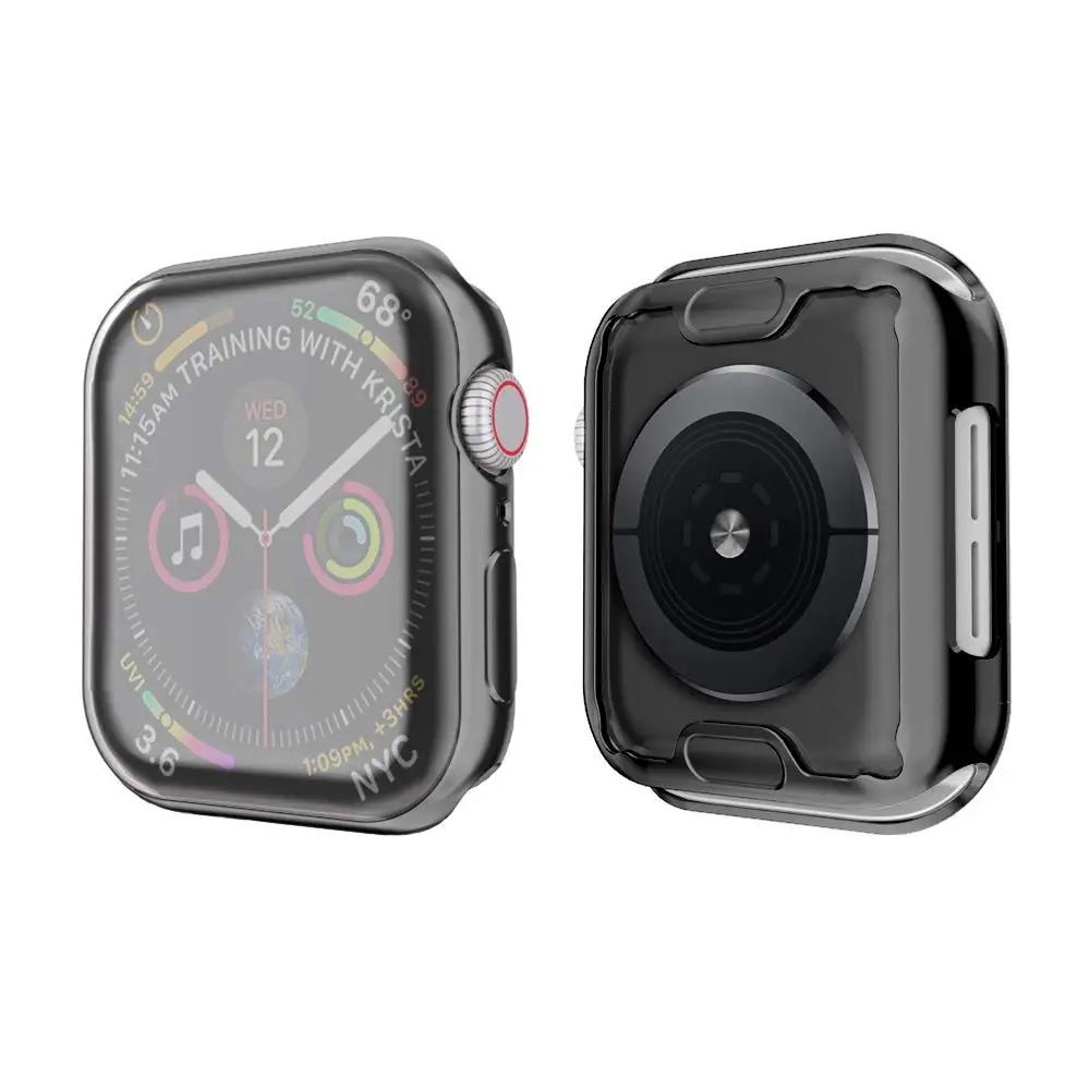 black Защитный чехол для Apple Watch Series 4 5 40 мм 44 мм Силиконовый протектор с полным покрытием оболочка для iWatch Series 3 38 мм 42 мм - Цвет: black