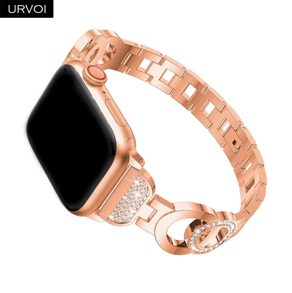 URVOI band для Apple Watch series 6 SE 5 4 3 2 1 link браслет девочек модные двойные круги Циркон