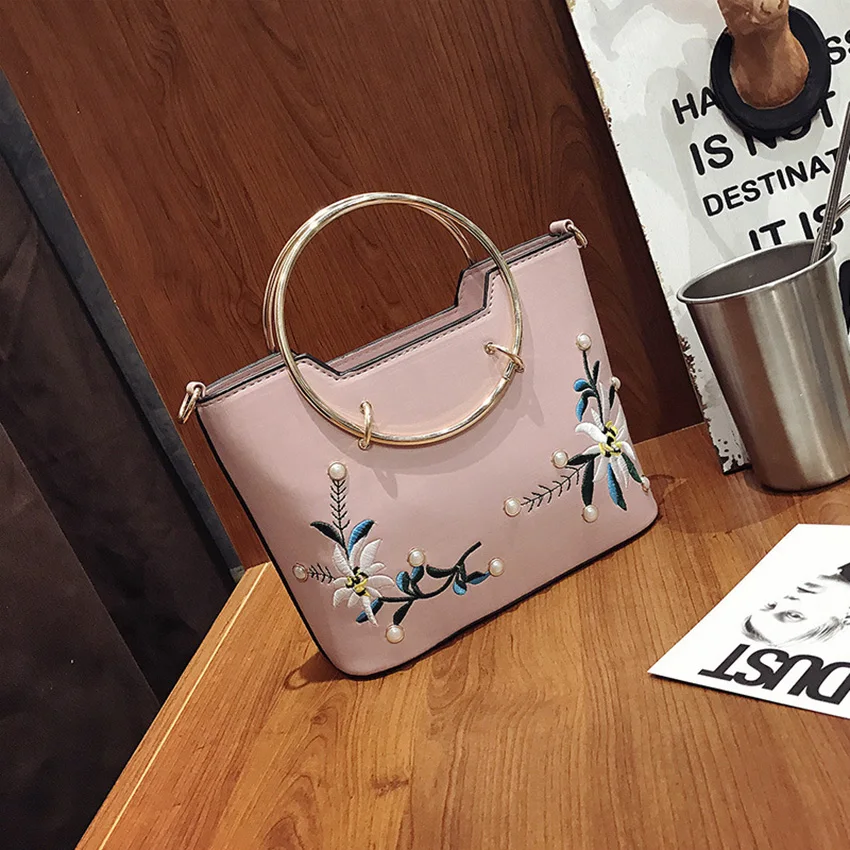Hot New 2018 Korean Fashion Handbags Ironhand Ring Handbag Shoulder Diagonal Package Embroidery Small 40D | Багаж и сумки