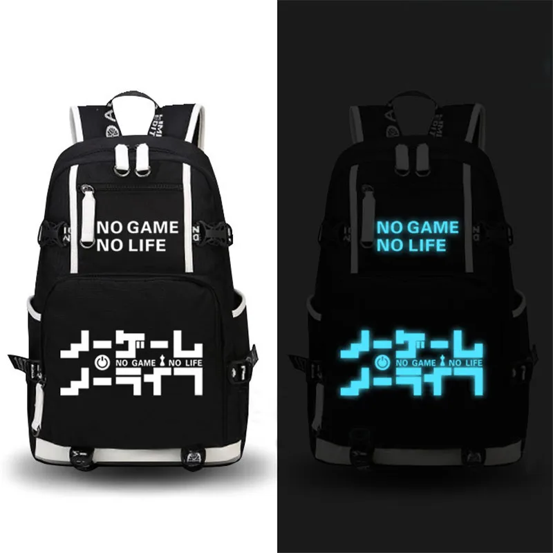 Рюкзак для ноутбука с светящимся принтом NO GAME LIFE школьные рюкзаки девочек