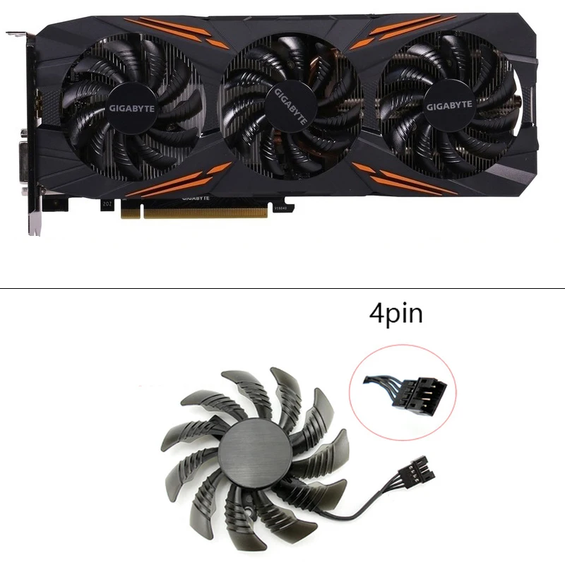 Новый 75 мм T128010SU кулер вентилятор Gigabyte AORUS GeForce GTX1070 1080Ti G1 GTX1660 TI для