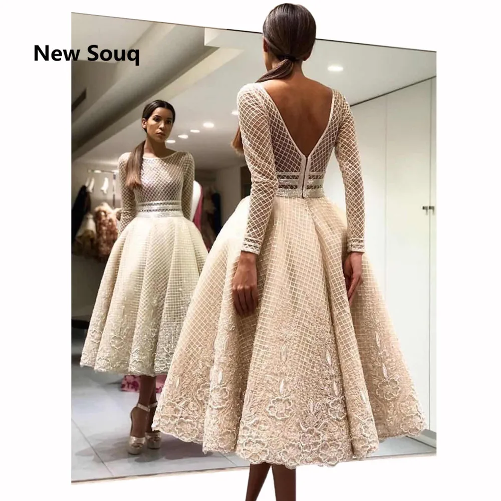 

Женское вечернее платье с аппликацией, кружевное ТРАПЕЦИЕВИДНОЕ ПЛАТЬЕ до середины икры с круглым вырезом и длинными рукавами, платье для в...