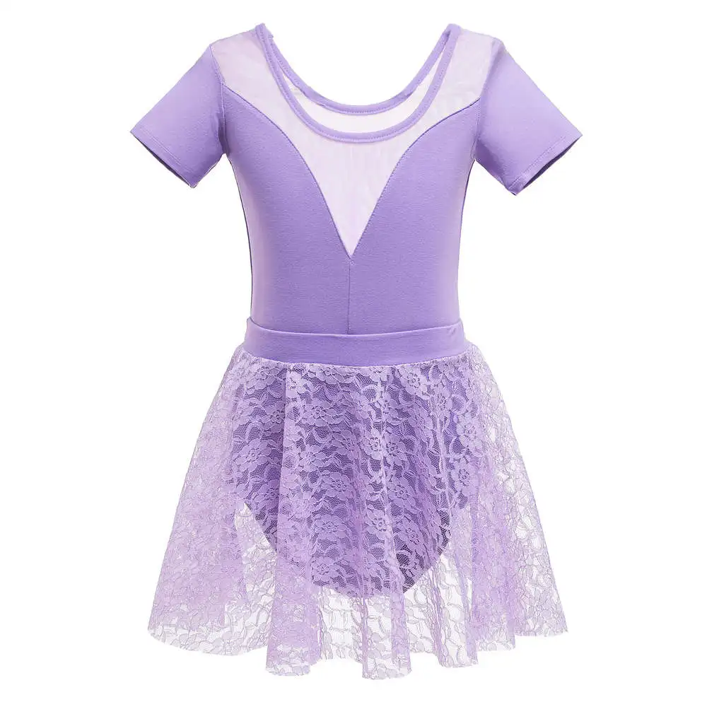 Purple Black Ballet Tutu Girls Dresses Bailarina Costume Wear Body Ballet Girl Wear Leotards For Kids With Lace Skirt - Цвет: Purple