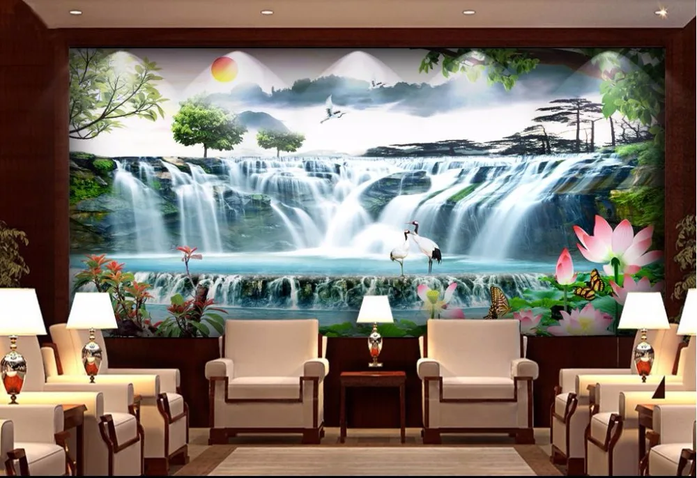 3d фотообои HD водопад вода богатство Пейзаж Фон|3d mural|mural wallpaperwallpapers hd |