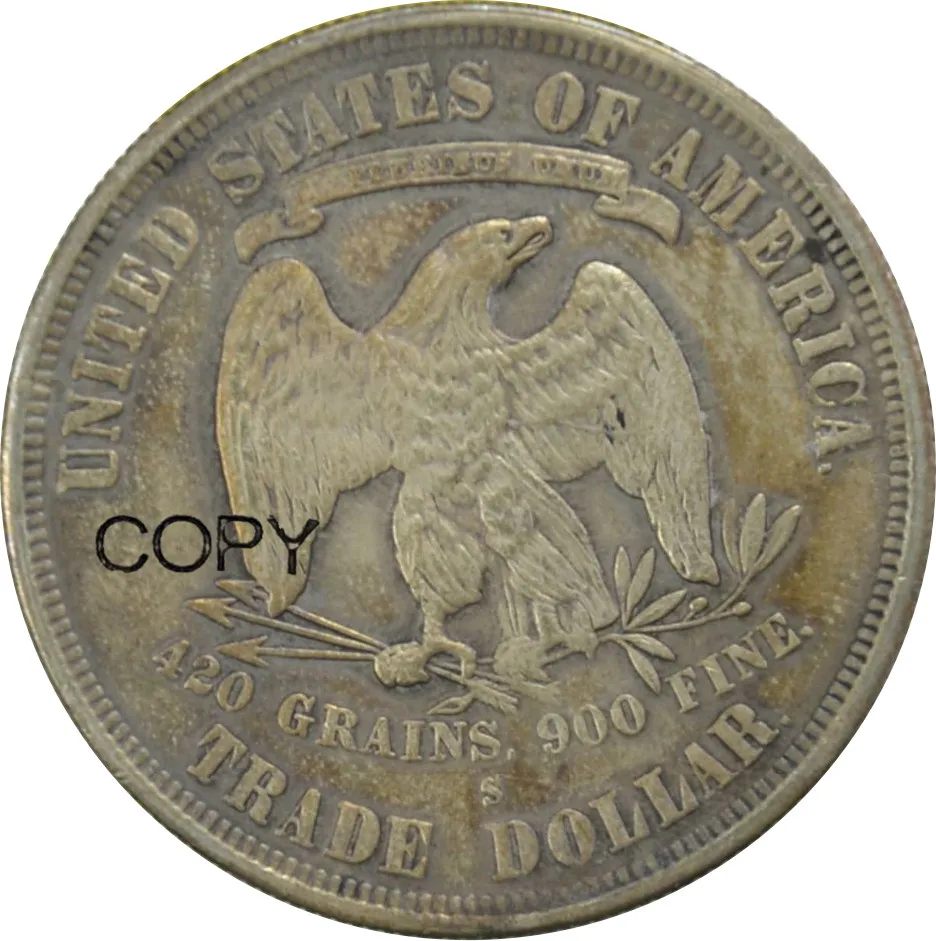 

Соединенные Штаты 1875 S Liberty Seated Trade Dollar cuponickel Посеребренная копия монеты торговый доллар Америки ремесла