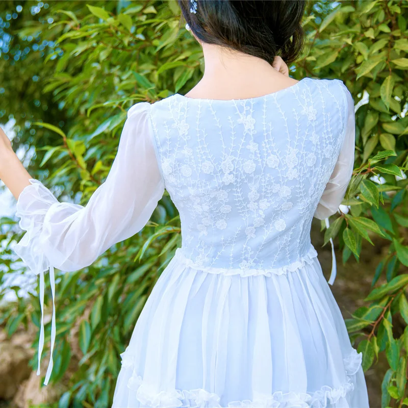 Vestido женское платье для лета и осени Цветочная вышивка Kleding Vrouwen кружевные