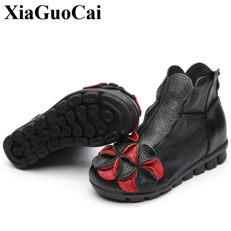 Обувь из натуральной кожи женские ботинки повседневная обувь на плоской подошве