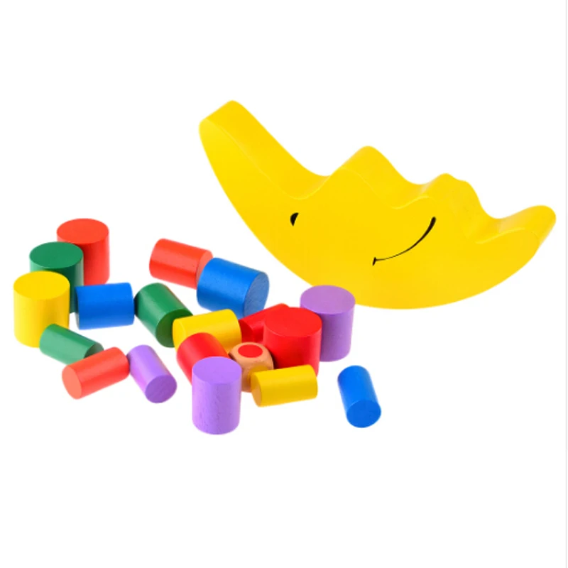 

Baby Wood Blocks Toys Colorful Moon Balancing Frame Kids Early Learning Toy Montessori Teaching Aids Balance Development Toys